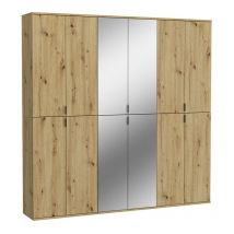 ProjektX Kleiderschrank 4+4+4-türig 12 Türen Eiche Dekor, Spiegel.