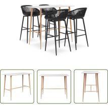 The Living Store 5-tlg. Bar-Set Weiß und Schwarz - Bar Set - Bartisch - Barhocker - Kücheninsel - Wohnzimmer Dekoration