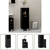 Kalisse - The Living Store Badezimmerschrank Schwarz 30x30x95 cm Holzwerkstoff - Badezimmermöbel - Schrank - Holzschrank - Badschrank - Stauraum