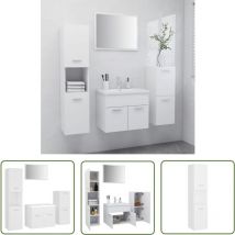 Prolenta Premium - The Living Store Badmöbel-Set Weiß Holzwerkstoff - Badmöbel Set - Badezimmermöbel - Wandspiegel - Waschbeckenunterschrank