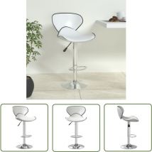 The Living Store Barhocker Weiß Kunstleder - Barhocker - Küchenhocker - Drehbares Stuhl - Höhenverstellbarer Stuhl - Sitzsack