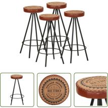 Prolenta Premium - The Living Store Barhocker 4 Stk. Echtleder - Industriel Style Barhocker - Echtleder Barhocker - Barhocker Set - Stahlline