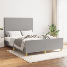 Bettgestell,Schlafzimmerbett mit Kopfteil Hellgrau 140x200 cm Stoff vidaXL74357