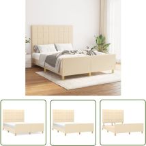 Jinlefu - The Living Store Bettgestell ohne Matratze Creme 140x190 cm Stoff - Bettestel - Holzbettfundament - Lattenrost - Doppelbett - Cremefarbenes