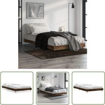 The Living Store Bettgestell ohne Matratze Räuchereiche 100x200 cm Holzwerkstoff - Holzbettfundament - Doppelbett - Massivholzbette - Bettrahmen