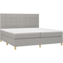 Jinlefu - Boxspringbett mit Matratze Hellgrau 200x200 cm Stoff vidaXL