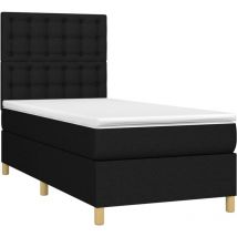 Jinlefu - Boxspringbett mit Matratze Schwarz 90x190 cm Stoff vidaXL