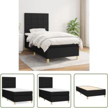 The Living Store Boxspringbett mit Matratze Schwarz 100x200 cm Stoff - Boxspringbett - Doppelbett - Schlafsystem - Bettenrahmen - Matratze