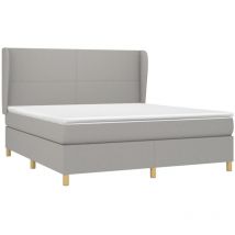 Boxspringbett mit Matratze Hellgrau 160x200 cm Stoff vidaXL
