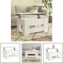 Le Poisson Qui Jardine - The Living Store Couchtisch Weiß 79x49x41 cm Holzwerkstoff - Couchtisch - Wohnzimmertisch - Weißer Couchtisch