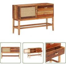 The Living Store Sideboard 118x30x76 cm Altholz Massiv - Altholzmöbel - Holzkasten - Wohnzimmermöbel - Regal - Vintage Stil