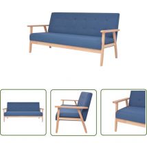 The Living Store 3-Sitzer-Sofa Stoff Blau - Drehsessel - Sofa Blau - Wohnzimmer Möbel - Stoffcouch - Gemütliches Sofa