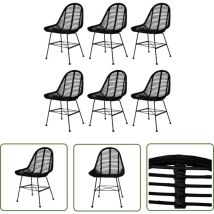 The Living Store Esszimmerstühle 6 Stk. Schwarz Natur Rattan - Esszimmerstühle - Rattan Sessel - Gartenstühle - Stühle Schwarz - Kolonial Stil