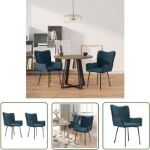 Prolenta Premium - The Living Store Esszimmerstühle 2 Stk. Blau Samt - Esszimmerstühle - Samtstühle - Blaue Möbel - Bequeme Stühle - Moderner