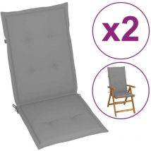The Living Store Gartenstuhlauflagen für Hochlehner 2 Stk. Grau 120x50x3cm Stoff - Hochlehner Auflagen - Gartenstuhlkissen - Sitzkissen Outdoor