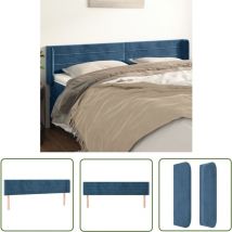 The Living Store Kopfteil mit Ohren Dunkelblau 203x16x78/88 cm Samt - Bettkopfteil - Kopfteil - Samt - Dunkelblaues Kopfteil - Wohnaccessoires
