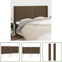 The Living Store Kopfteil mit Ohren Dunkelbraun 203x16x118/128 cm Stoff - Bettkopfteil - Kopfteil - Betthaupt - Schlafzimmereinrichtung