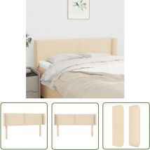 The Living Store Kopfteil mit Ohren Creme 147x16x78/88 cm Stoff - Bettkopfteil - Kopfteil - Betthaupt - Cremefarbenes Kopfteil - Wohnaccessoires