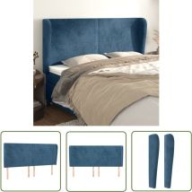 Jinlefu - The Living Store Kopfteil mit Ohren Dunkelblau 203x23x118/128 cm Samt - Bettkopfteil - Kopfteil - Samt - Dunkelblaues Kopfteil