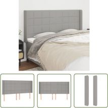 The Living Store Kopfteil mit Ohren Hellgrau 203x16x118/128 cm Stoff - Bettkopfteil - Kopfteil - Bettsofa - Wohnaccessoires - Wohnzimmer Dekoration