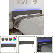 The Living Store led Kopfteil Dunkelgrau 203x16x78/88 cm Samt - Samt Kopfteil - led Beleuchtung - Bettkopf - Nachttischlampe - Wohnzimmer Deko