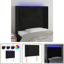The Living Store led Kopfteil Schwarz 83x16x118/128 cm Samt - Samt Kopfteil - Bett-Kopfteil - led Beleuchtung - Nachttischlampe - Wohnzimmer Deko