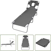 The Living Store Sonnenliege Klappbar Kopfkissen Verstellbare Rückenlehne Grau - Sonnenliege - Gartenliege - Liege - Outdoor Möbel - Relaxieren