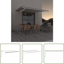 The Living Store Markise Manuell Einziehbar mit LED 500x350 cm Creme - Markise - Sonnensegel - Gartensonnenblende - Terrassenüberdachung