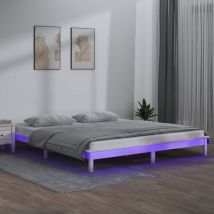 Massivholzbett mit LEDs Weiß 140x190 cm vidaXL