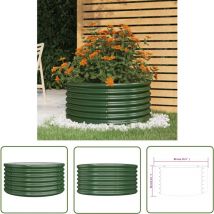 The Living Store Pflanzkübel Pulverbeschichteter Stahl 80x80x36 cm Grün - Pflanzkübel - Gartengefäß - Stahltank - Hochbeet - Balkonpflanze