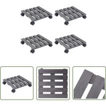 Prolenta Premium - The Living Store Pflanzenroller 4 Stk. Grau 30x30x7,5 cm wpc - Pflanzenrollen - Blumenrollen - Pflanzentransportwagen