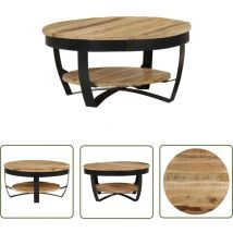 The Living Store Couchtisch Raues Massives Mangoholz 65x32 cm - Industriel Stil - Couchtisch - Wohnzimmertisch - Holzmöbel - Mangoholz Tisch