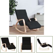 The Living Store Schaukelstuhl Schwarz Stoff - Schaukelstuhl - Gartenstuhl - Esszimmerstuhl - Lounge Chair - Holzstuhl