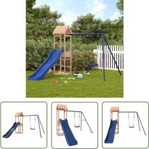 The Living Store Spielturm Massivholz Douglasie - Holzspielplatz - Kinderspielgeräte - Spielturm - Rutsche - Schaukelset