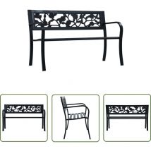 Prolenta Premium - The Living Store Gartenbank 125 Cm Schwarz Stahl - Gartenbank - Stahl Gartenbank - Outdoor Möbel - Sitzgelegenheit - Balkonmöbel