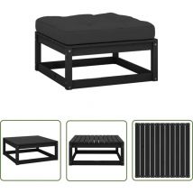 The Living Store Garten-Fußhocker mit Kissen Schwarz Kiefer Massivholz - Gartenfoßhocker - Kiefernholzmöbel - Outdoor Möbel - Lounge Set - Gartenstuhl