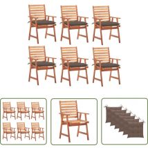 The Living Store Garten-Essstühle 6 Stk. mit Kissen Massivholz Akazie - Gartenstühle - Esszimmerstühle - Holzmöbel - Outdoor Möbel - Balkonmöbel