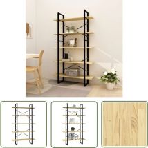 Jinlefu - The Living Store Bücherregal 5 Fächer 100x30x175 cm Massivholz Kiefer - Holzregal - Buche - Bücherregal - Wohnraumgestaltung