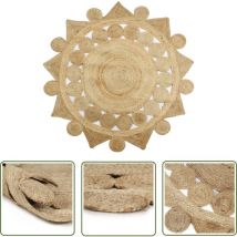 Prolenta Premium - The Living Store Teppich Handgefertigt Jute Geflochten 90 cm - Naturfaser Teppich - Jute Teppich - Gewebter Teppich - Dekorative