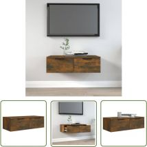 The Living Store Wandschrank Räuchereiche 68x30x20 cm Holzwerkstoff - Wandregal - Hängeschrank - Wohnzimmermöbel - Regal - Holzmöbel