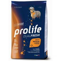Cane - Medium/Large Tacchino, Maiale & Riso Dual Fresh Prolife 12 Kg