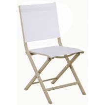 Chaise pliante - thema - Aluminium époxy sand - Toile tpep chiné blanc - Proloisirs