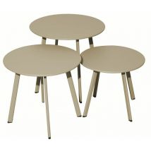 Proloisirs - Lot 3 tables basses Massaï en acier - diamètre 40/45/50 cm - sand