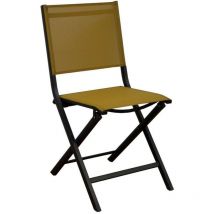 Proloisirs - Lot de 2 Chaises de jardin pliantes Thema - graphite/chiné moutarde - Alu/Toile tpep