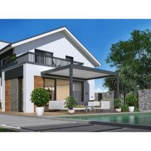 Pergola bioclimatique adossée Zéphir motorisée aluminium/lames - grey - 3 x 4 m - Proloisirs