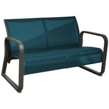 Proloisirs - Canapé lounge 2 places Quenza ii en Aluminium/Toile tpep - graphite/bleu