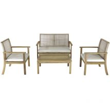 Proloisirs Salon bas - seville - Acacia fsc 100% - 4 pièces - 2 fauteuils + canapé + table basse