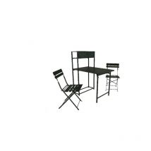 Proloisirs - Set table avec 2 chaises pliantes Balcon en acier - graphite