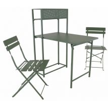 Proloisirs - Set table avec 2 chaises pliantes Balcon en acier - vert