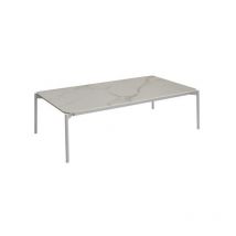 Proloisirs - Table basse de jardin Ambiance en aluminium/céramique - blanc